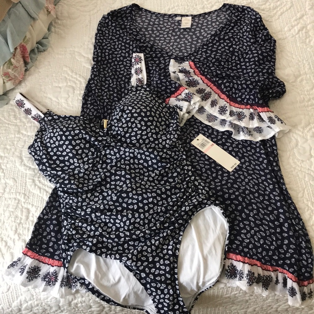 One piece bathing suit and cover up